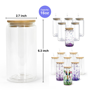 Ly uống nước 16oz, lon bia, bộ ly thủy tinh, ly thủy tinh hình cầu tuyết, ly nước, cốc thủy tinh - Product Image 2