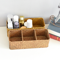 Nouvel Arrivage : Panier de Rangement Vintage en Jonc de Mer Tressé pour Cuisine, Organisateur en Osier Écologique Fait Main pour Cosmétiques, Articles Divers et Aliments
