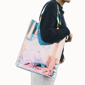 Fashion Hologram PVC Tote <b>Bag</b> <b>Clear</b> Laser Handbag Transparent Holographic Iridescent Shopping <b>Bags</b> - Product Image 1