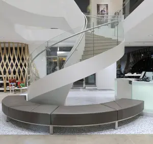 Granit moderne conception d'escaliers en fer forgé balustrade d'escalier en verre incurvé d'arc escalier