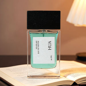 Flaconi <span class=keywords><strong>per</strong></span> Profumo da 30ml 50ml con Logo Personalizzato, Fondo Spesso, Bottiglia in Vetro Quadrata Piatta Trasparente <span class=keywords><strong>per</strong></span> Fragranze, Tappo in Legno Bianco/Nero - Product Image 1
