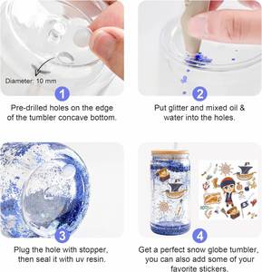 Wholesale Hot Sale 12oz 16oz 20oz Pre-Drilled Double Wall BPA Free Heat-Resistant High Borosilicate Glass Snow Globe Tumbler - Product Image 2
