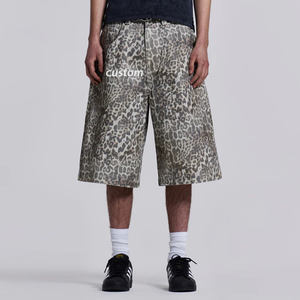 Design personnalisé léopard Baggy Jeans Shorts Streetwear Carvans 100% coton Dtg Imprimer Jeans Pantalon Short Jorts pour hommes - Product Image 2