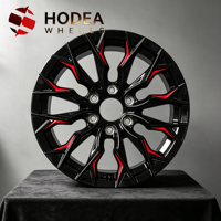 Jantes forgées personnalisées 6 trous, noir brillant avec accents rouges, de 18, 19, 20, 21, 22, 23 et 24 pouces pour la modification des SUV grand format Tahoe, Yukon, Suburban