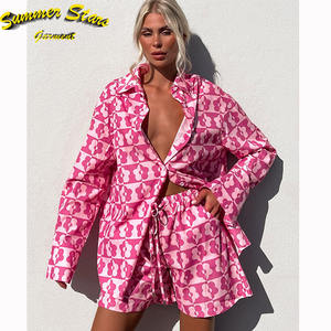 2023 vacanza primavera estate personalizzata <span class=keywords><strong>taglie</strong></span> forti 2 pezzi da <span class=keywords><strong>donna</strong></span> abbinati abiti di lino camicia con bottoni e pantaloncini - Product Image 1