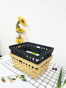 Cesto de Navidad casero ancho plano Holame hogar hecho a mano astillas de madera tejido rectángulo almacenamiento Picnic <span class=keywords><strong>cesta</strong></span> de frutas - Product Image 6