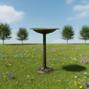 Mangiatoia per uccelli autoportante in ghisa color oro antico, resistente alla ruggine, per il giardino e gli uccelli selvatici - Product Image 2