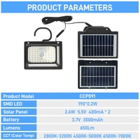 Lampes solaires LED de jardin Solarup CCP091, petites, avec câble de 5 m, 3 couleurs CCT, batterie 3000 mAh, charge USB, lampe murale intérieure/extérieure