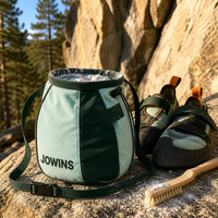 Sac à craie d'escalade en velours côtelé avec logo personnalisé, boucle pour brosse et ceinture, pochette à craie de bouldering bicolore verte OEM