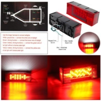 Feux de remorque rectangulaires à profil bas submersibles IP67 gauche/droite, kit de feux arrière LED 12V SAE pour remorque (feux de stop, clignotants, feux de positionnement)