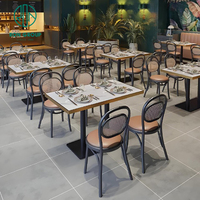 Chaise de table de restaurant à thème de style sud-est asiatique et combinaison de stand en pierre frittée durable pour un usage commercial