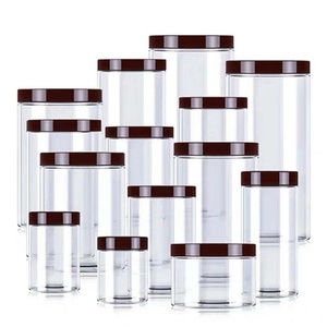Food Grade 80ml 100ml 120ml 150ml 250ml clear PET <b>Plastic</b> <b>Jar</b> with Black Lid - Product Image 1