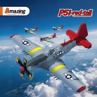 Modèle de construction MOC 66005 P51 Mustang Fighter Aircraft, blocs de construction MOC, avion de combat militaire à queue rouge, kit de briques, jouet d'assemblage DIY pour enfants