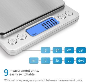 0.1g 1kg/<b>2kg</b>/3kg/500g Personal Mini Kitchen Scale LCD Display Battery Powered ABS/Stainless Steel 12-Month Warranty Scale Tray - Product Image 2