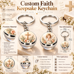 Porte-clés rond en verre avec motif croix et ange, impression numérique, style fantastique, cadeau religieux, souvenir, fabrication OEM ODM - Product Image 4