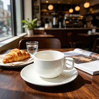 Tasses et soucoupes à cappuccino en céramique empilables, service à thé en porcelaine, tasses à café, tasses à expresso blanches pour latte/thé/lait