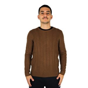 Men's <b>Sweater</b> UTA6439 Camel Knit <b>Pullover</b> Crew Neck Long Sleeve Warm Winter Wear - Product Image 1