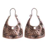 Anting Hoop Coklat Vintage Baru Motif Bunga Geometris Berlapis Perunggu Antik Perhiasan Fashion dari Paduan Logam