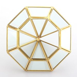 Terrario geométrico de cristal abierto dorado hecho a mano, Diamante de latón, Helecho suculento, musgo, planta, contenedor de exhibición, artesanías en maceta - Product Image 4