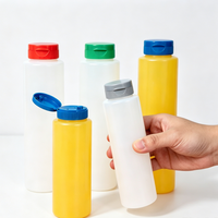 Bouteille distributrice de sauce, miel, ketchup en plastique personnalisée de 500 ml (16 oz) de qualité alimentaire avec bouchon à clapet et bec verseur