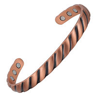Pulseras Magnéticas de Cobre Puro 99.99% Hechas a Mano al por Mayor, Brazaletes Minimalistas Ajustables de Alambre de Cobre para Alivio del Dolor