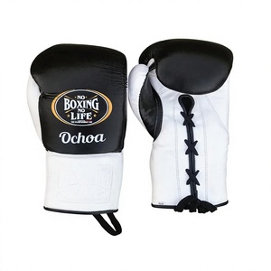 Ensemble de sparring noir et blanc « No Boxing No Life » en gros, avec lacets, comprenant des gants de boxe, un casque de protection et une protection inguinale - Product Image 3