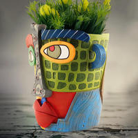 Abstrakter Harz-Blumentopf im Retro-Luxus-Vintage-Stil mit Epoxidbeschichtung, Picasso-Kunstvase für Garten und Heimdekoration, Langlebig und Umweltfreundlich