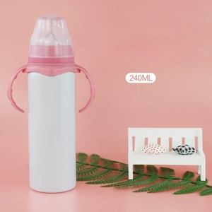 High Quality 240ml Stainless Steel <b>Nursing</b> Bottle Minimalist Design Customized Logo Blue Lid Baby Feeding Party Occasions - Product Image 1