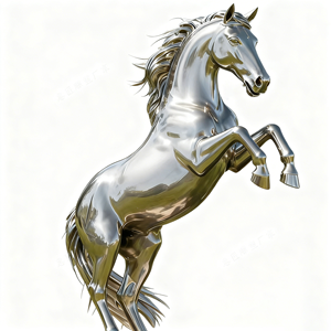 Escultura de Caballo Galopante Realista en Acero Inoxidable Pulido con Acabado Espejo, para Hotel de Lujo, Tamaño Personalizado - Product Image 2