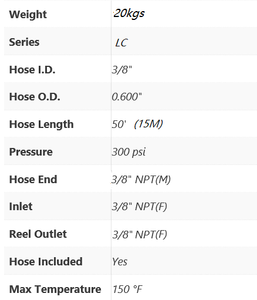 LC650 OLP 3/8 <strong>Hose</strong> of 15m 300psi Spring <strong>Retractable</strong> <strong>Hose</strong> Reel for Air /Water-REELCRAFT - Product Image 2