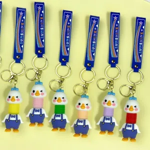 3D PVC nhựa keychain sáng tạo Kawaii Stretch vịt Đồ chơi Keyring dễ thương slinky Búp Bê Móc chìa khóa cho trẻ em và cô gái