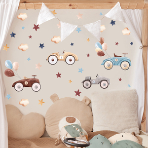 Dibujos animados coche clásico nube dúo estrella pegatinas de pared dormitorio de los niños sala de estar decoración papel tapiz autoadhesivo pegatinas de PVC - Product Image 1