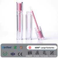 OEM&ODM Cosmétique Brillant à lèvres coloré 4 ml, tubes en plastique vides transparents roses avec applicateur en silicone, marque personnalisée
