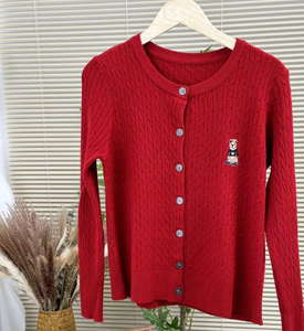 <span class=keywords><strong>Pull</strong></span> à col rond uni à manches longues, <span class=keywords><strong>veste</strong></span> en tricot pour femme, nouvel article, brodé avec un motif d'ours en peluche - Product Image 4