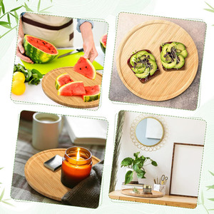 Wooden <b>Tray</b> Round Solid Wood Serving Plate For Tea Coffee <b>Snacks</b> Home Use - Product Image 3