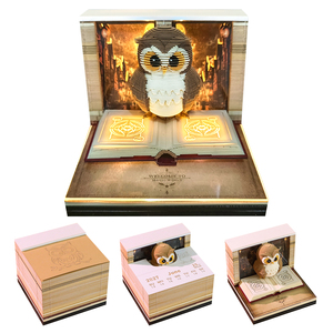 Bloc-notes 3D Hibou Magique du Monde Sorcier, Calendrier 2027, Sculpture en Papier Lumineuse avec Boîtier Acrylique, Cadeau d'Anniversaire Thème Sorcier - Product Image 1