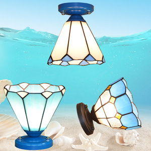 Blu <span class=keywords><strong>Tiffany</strong></span> Bay Window lampadario pastorale stile mediterraneo creativo per ingresso corridoio balcone Bar plafoniera arredamento - Product Image 2