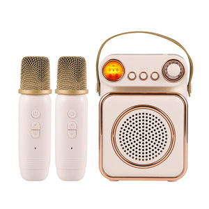 Retro Speaker With Dual Microphones <b>USB</b> SD Card Karaoke <b>Player</b> For Home Outdoor Use - Product Image 2
