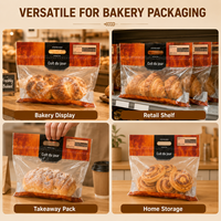 Bolsas Transparentes Reutilizables para Panadería con Cierre, Asa Superior y Cierre de Cremallera, para Pasteles, Croissants, Pan, Bolsas Personalizables de PET+CPP para Almacenamiento de Alimentos