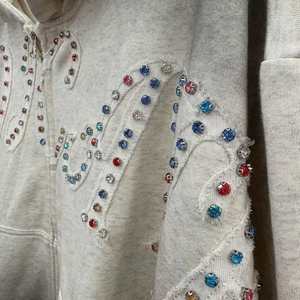 Usine personnalisée taille XL sweat à capuche zippé pour hommes poids lourd éponge français veste d'hiver 3D broderie Patch strass acide longue à capuche - Product Image 5