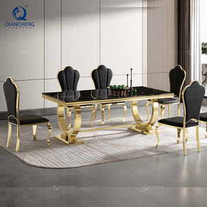 ชุดโต๊ะรับประทานอาหารทันสมัยสำหรับบ้าน <span class=keywords><strong>โต๊ะ</strong></span>รับประทานอาหาร<span class=keywords><strong>หินอ่อน</strong></span>สแตนเลส - Product Image 3