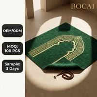Tapis de prière musulman épais et rembourré, motif Mihrab en relief, antidérapant, en polyester, vente en gros 2026