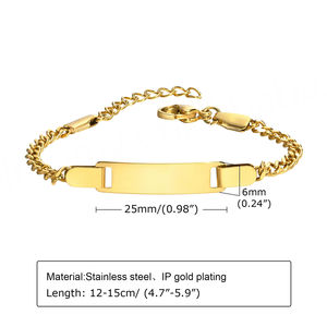 Bracelet pour enfants en acier inoxydable réglable avec logo personnalisé gravé au laser 12+3cm Bijoux pour enfants - Product Image 4