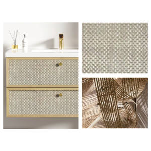 خزانة حمام متينة من الخيزران الهندي والنسيج مدف مثبتة على الحائط - Product Image 6