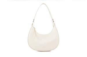 Bolso bandolera de media luna para mujer de piel auténtica moderno plateado - Product Image 5