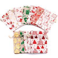 Sac de rangement en coton 10x14cm avec estampage doré pour cadeaux, Noël, bonbons, noix - Divers styles, usage industriel, agriculture, etc.