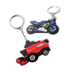 Cadeau promotionnel OEM fabriqué sur mesure en caoutchouc 2D 3D Porte-clés de conception propre Porte-clés en forme de moto Porte-clés en PVC souple 3D