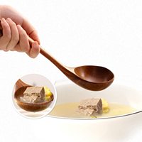 Outils de cuisine classiques en bois d'acacia Ensemble louche et cuillère en bois écologique