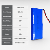 Baterai Proyektor 11.1V 5200mAh 3S2P 18650 Paket Baterai Lithium Ion untuk Proyektor Mini Portabel dengan Konektor VH