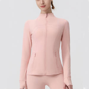 เสื้อแจ็คเก็ตออกกำลังกายโยคะผู้หญิง ซิปสีทอง ผ้าไนลอนผสมสแปนเด็กซ์ ระบายอากาศได้ดี แห้งเร็ว คอตั้ง - Product Image 6